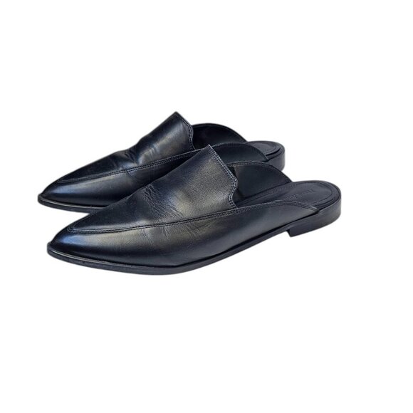 Frank & Oak Womens Black Leather Mules, Slip On, Minimalist, Size 9.5 - Picture 6 of 9